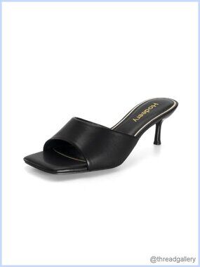 Kitten Heels Women Short Heel Sandals Faux Leather Slip On Dressy